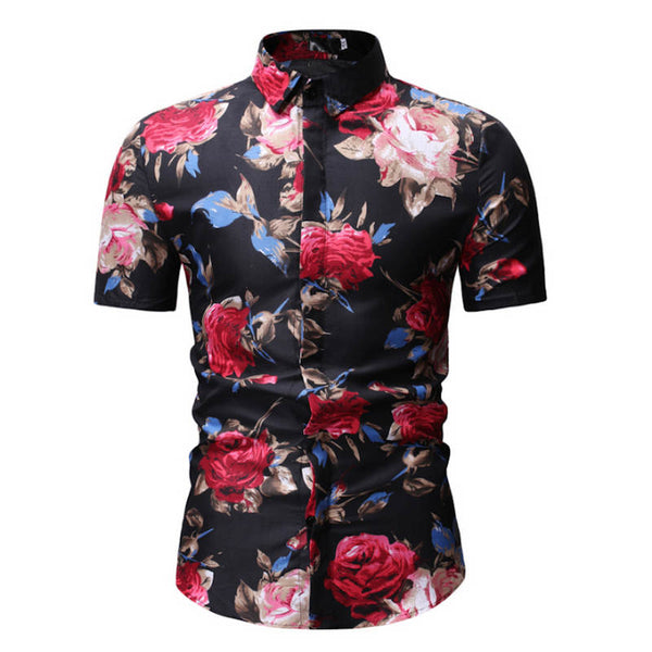 Flowered Slim Fit Men's Shirt